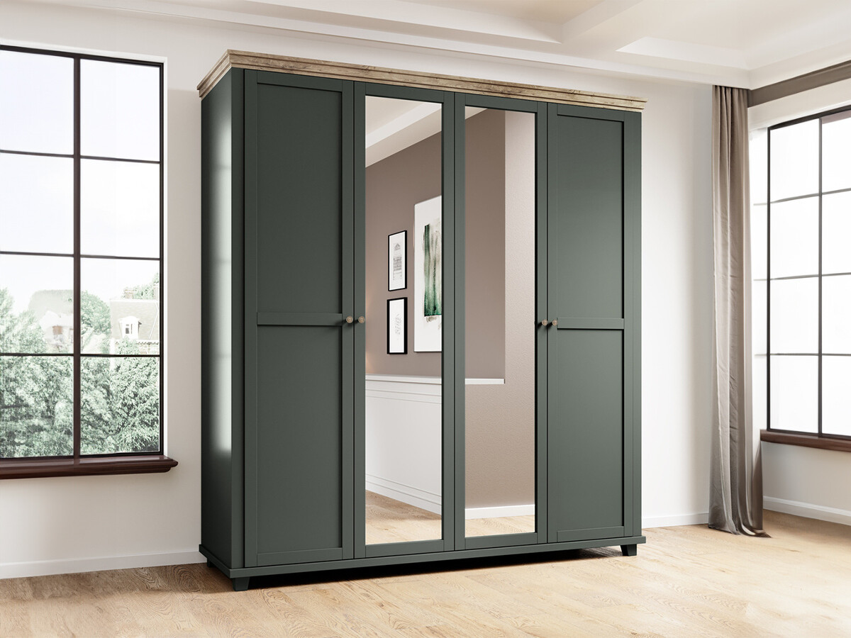 Wardrobe Tolnue 115 (Dark green + Lefkas oak)