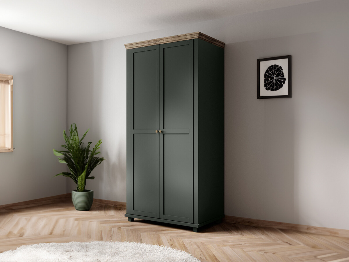 Wardrobe Tolnue 125 (Dark green + Lefkas oak)