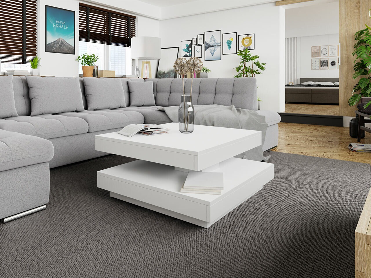 Coffee table transformer Comfivo Pisces (White)