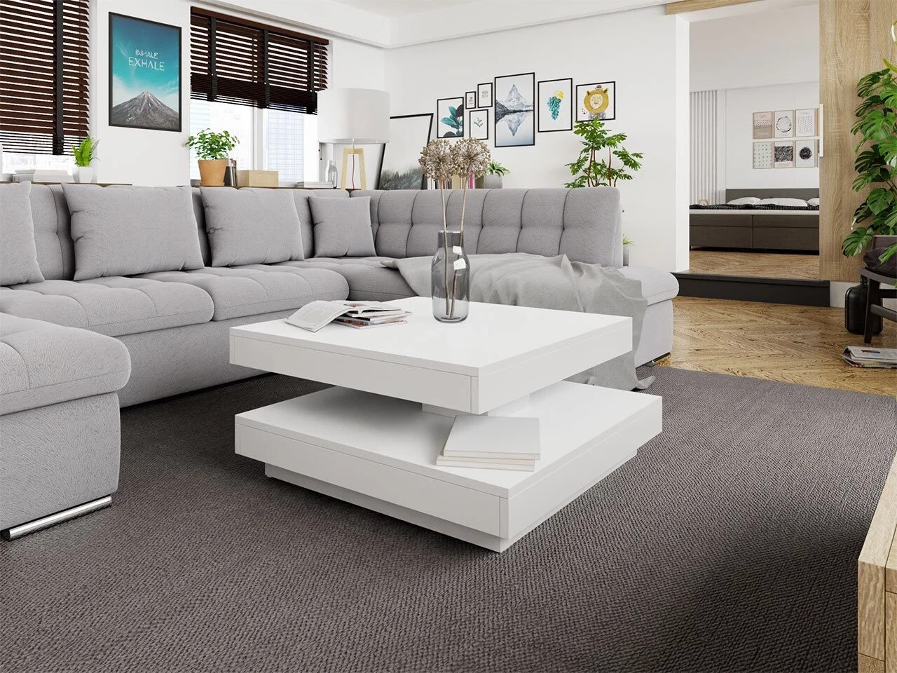 Coffee table transformer Comfivo Pisces (White)