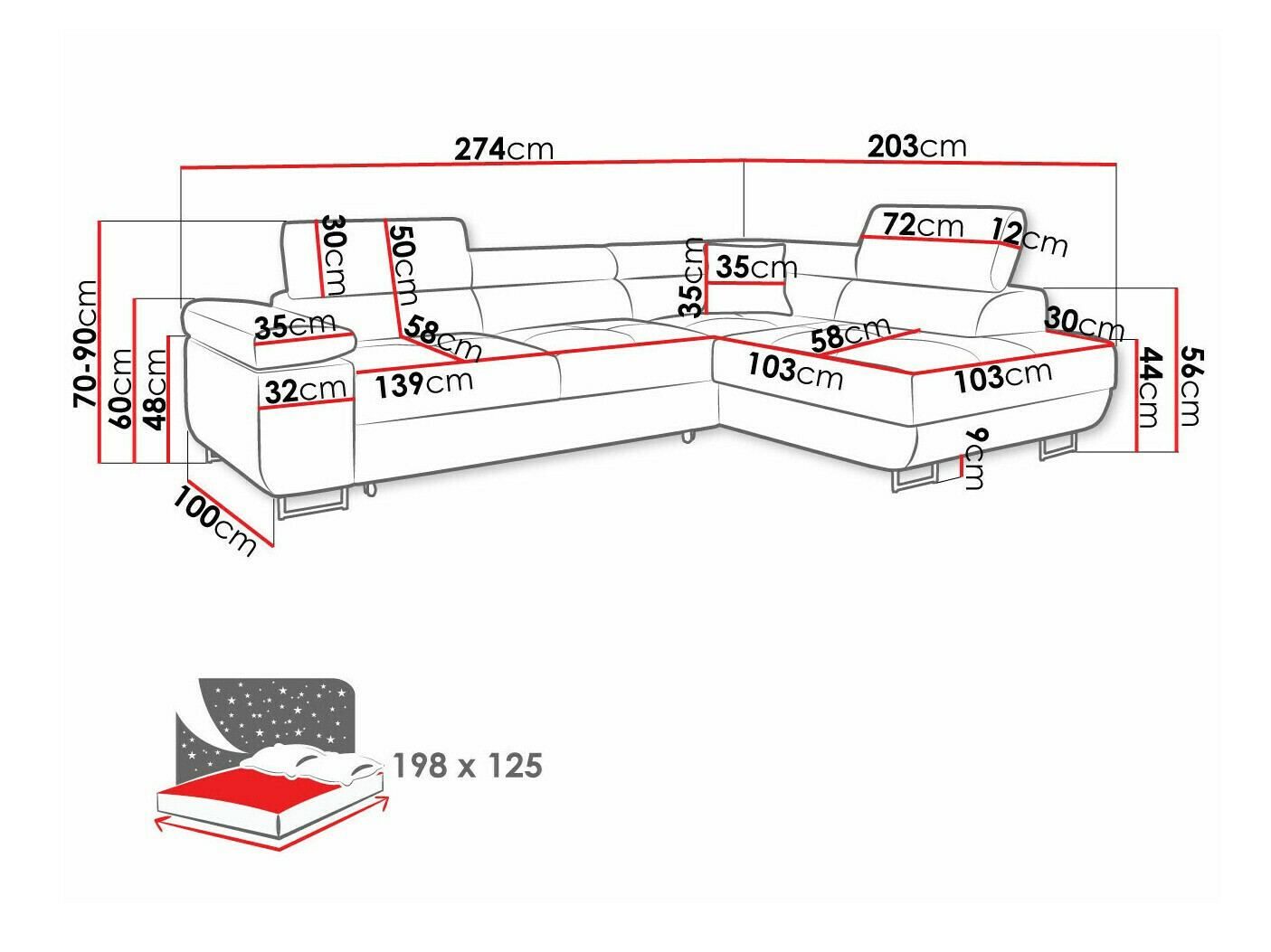 Corner sofa Comfivo Vinetum I (Venus Velvet 2927)