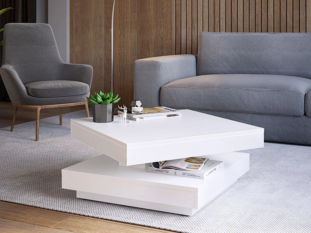 Transforming coffee table Comfivo Pisces (White)