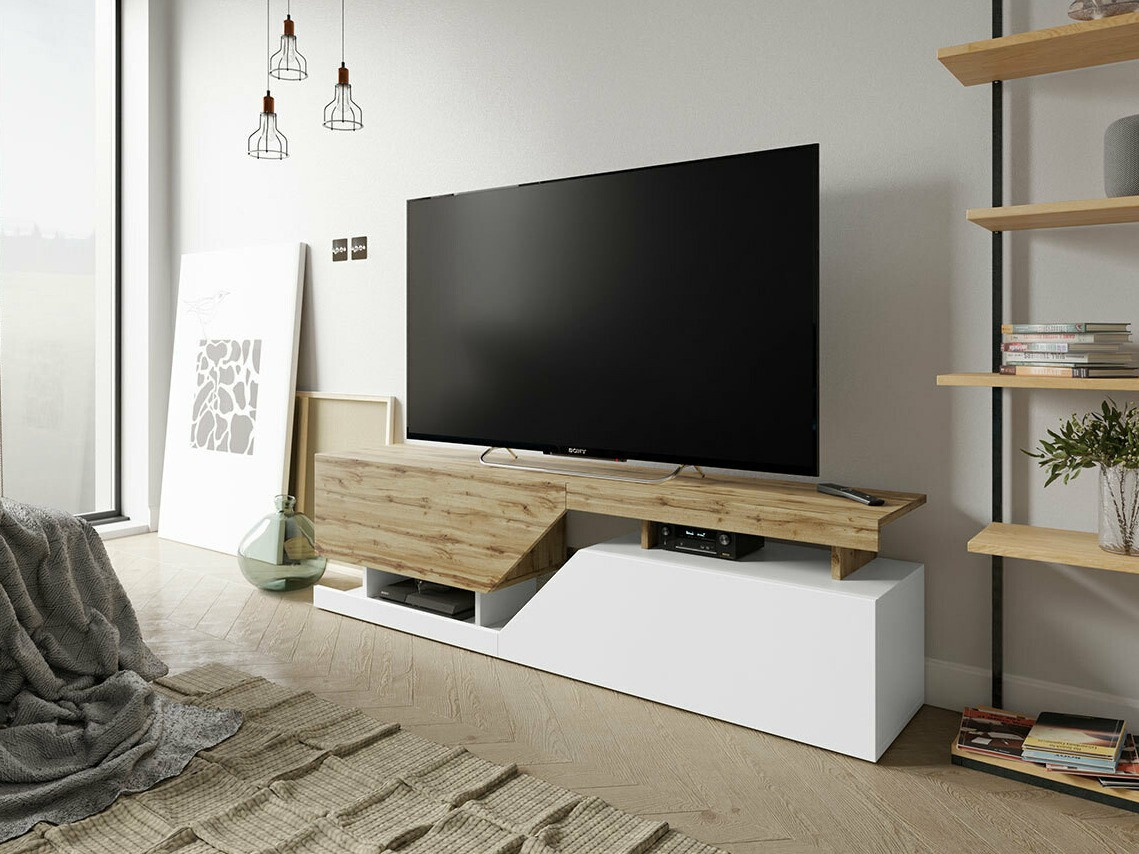 TV stand Comfivo Daldune (White + Wotan Oak)