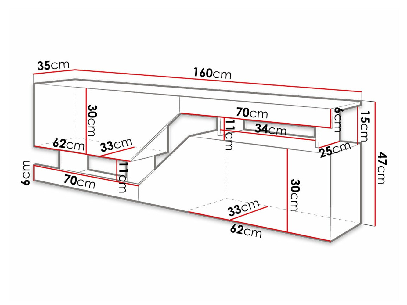 TV stand Comfivo Daldune (White + Wotan Oak)