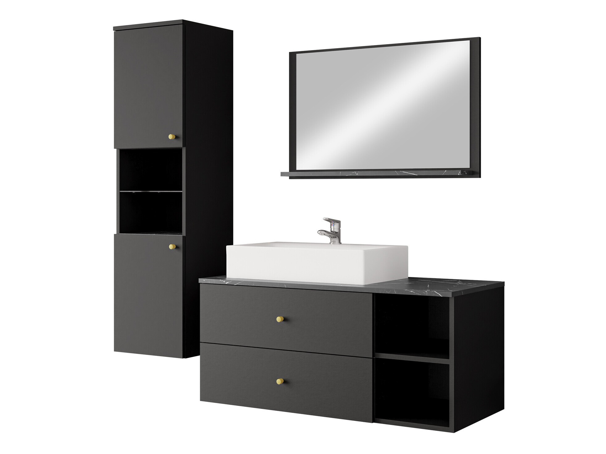 Bathroom set Ophruvi 101 (Black + Black marble)