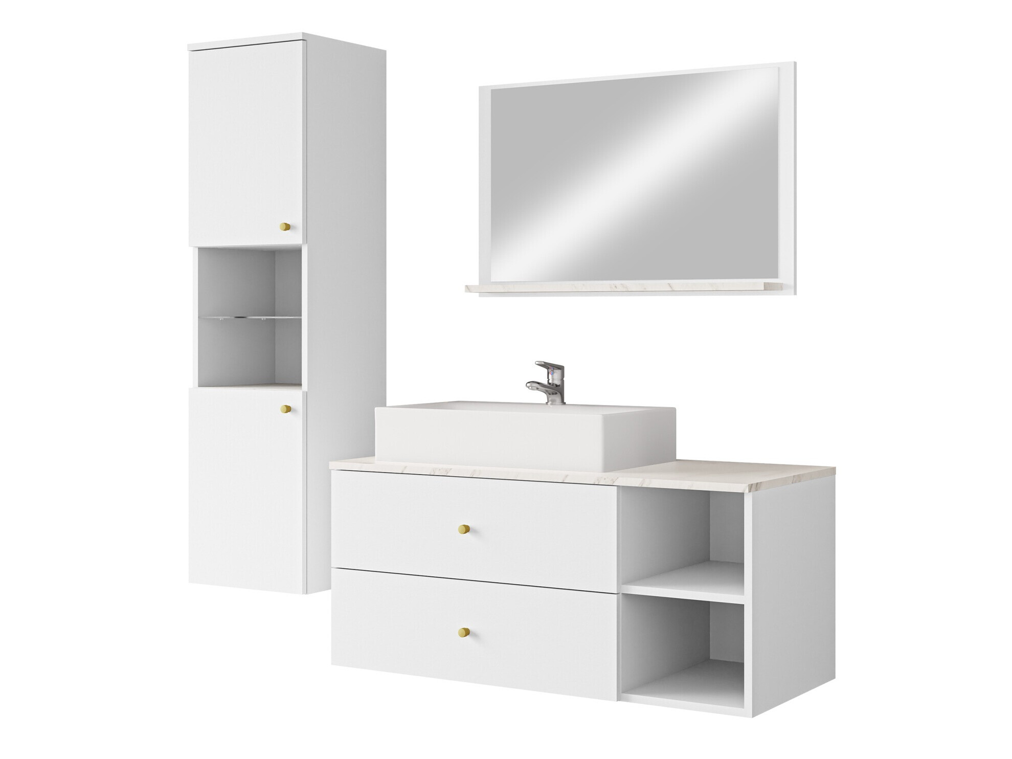 Bathroom set Ophruvi 101 (White + White marble)