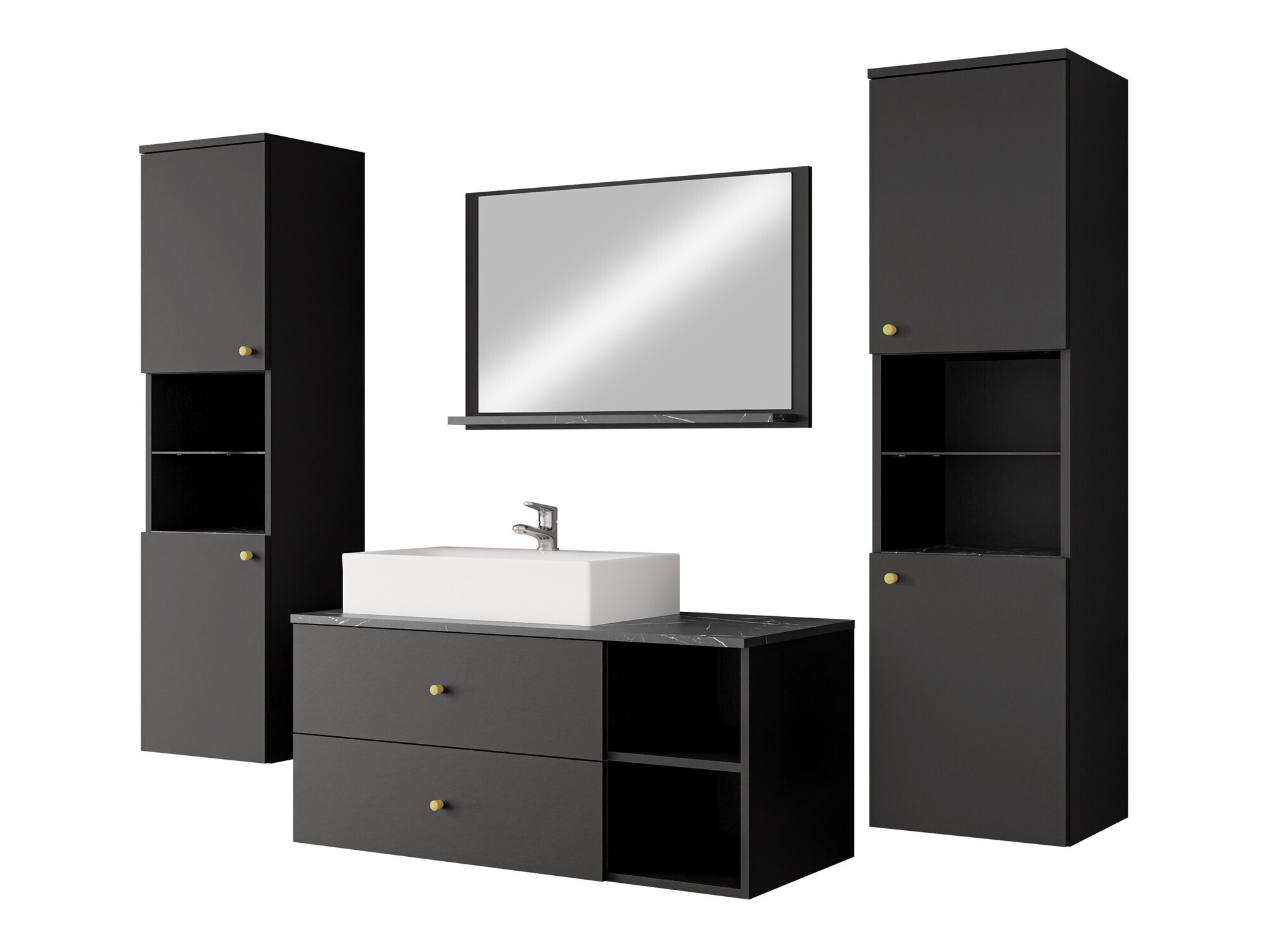 Bathroom set Ophruvi 102 (Black + Black marble)