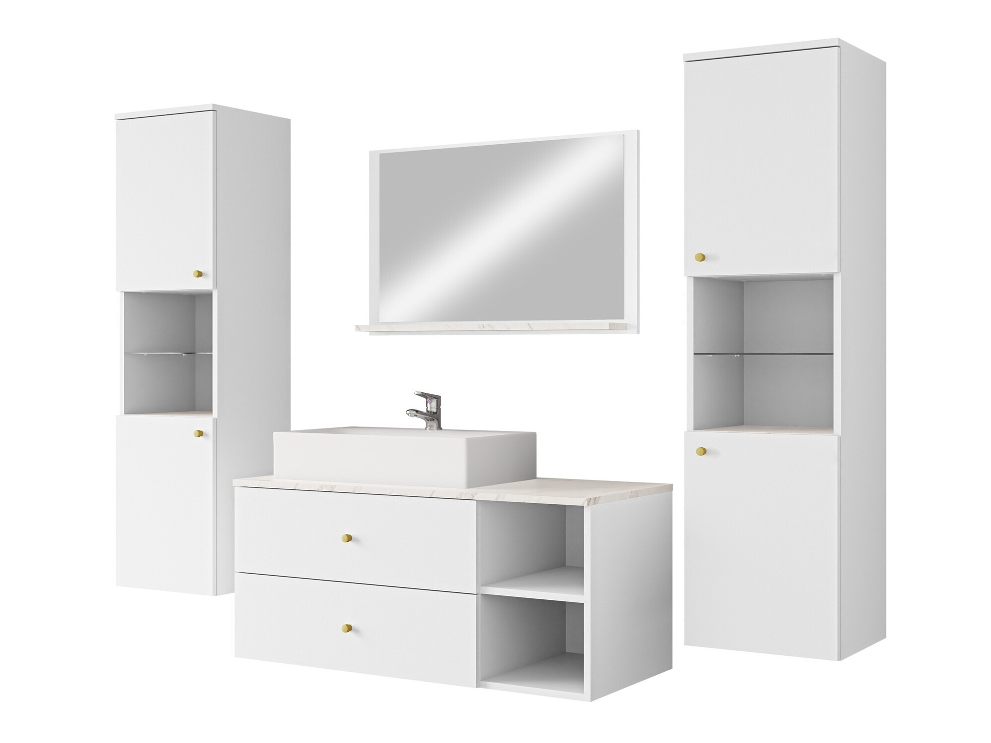 Bathroom set Ophruvi 102 (White + White marble)
