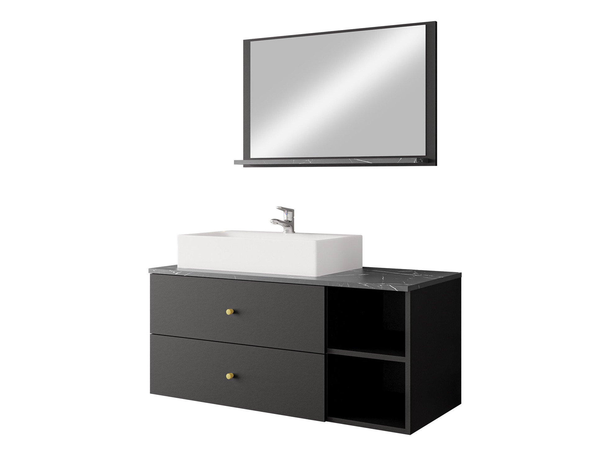 Bathroom set Salus I (Black + Black marble)