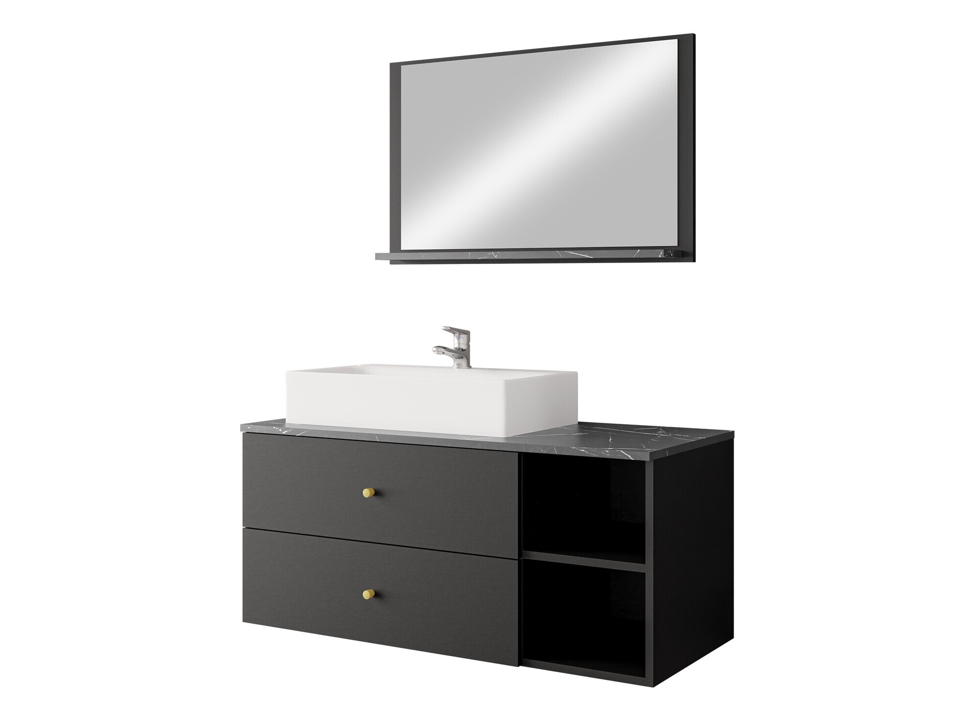 Bathroom set Salus I (Black + Black marble)