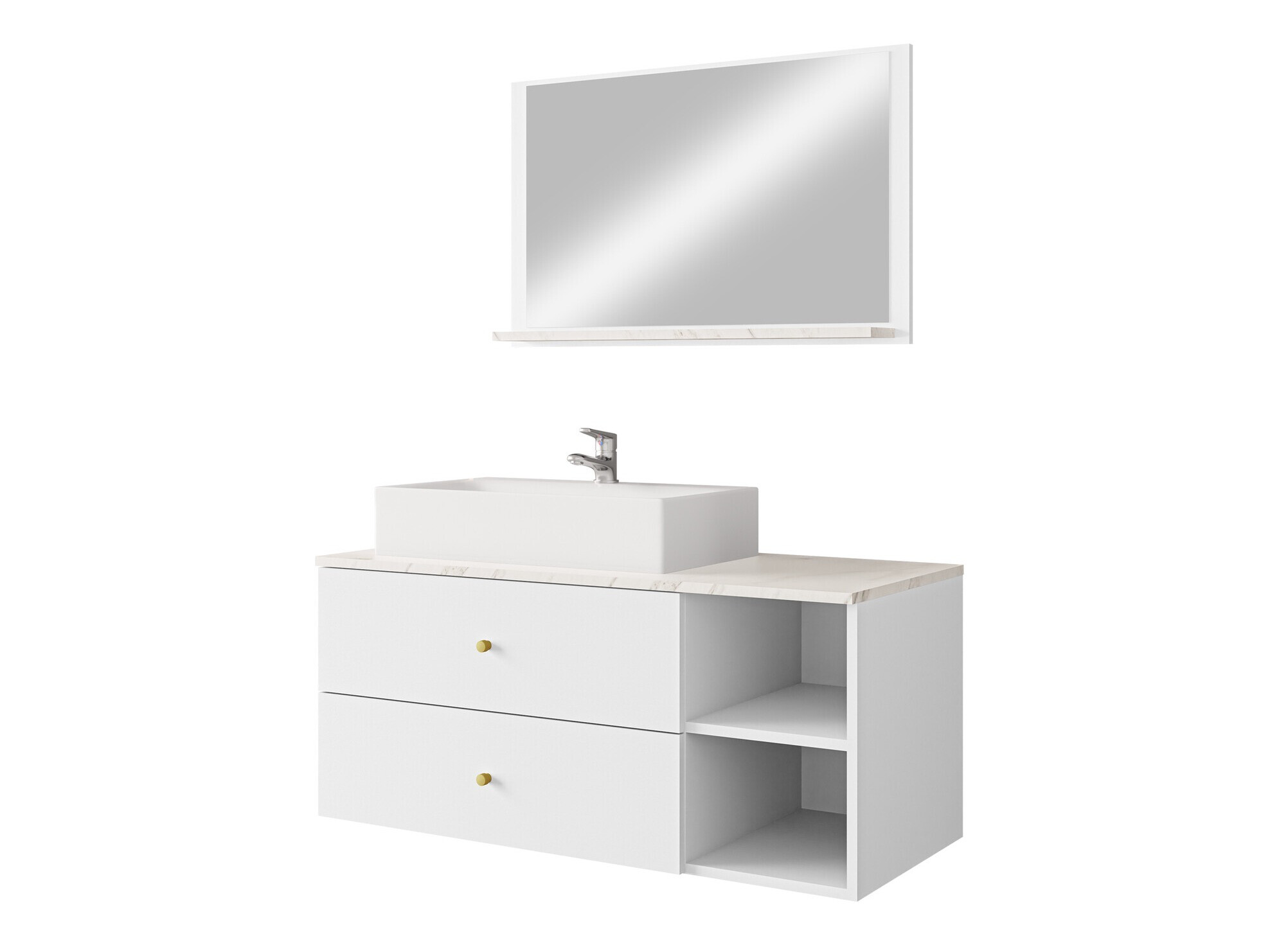 Bathroom set Salus I (White + White marble)