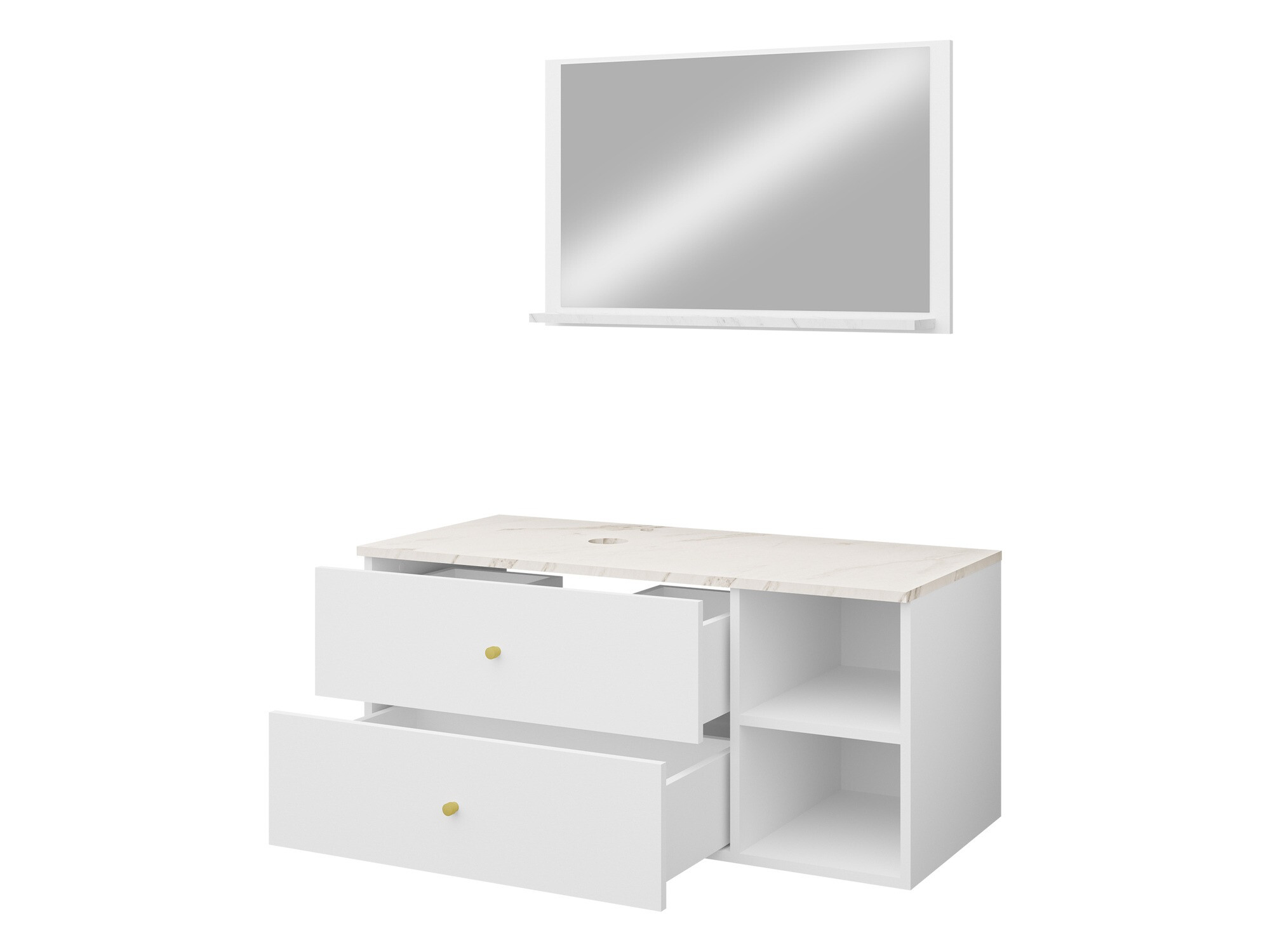 Bathroom set Salus I (White + White marble)
