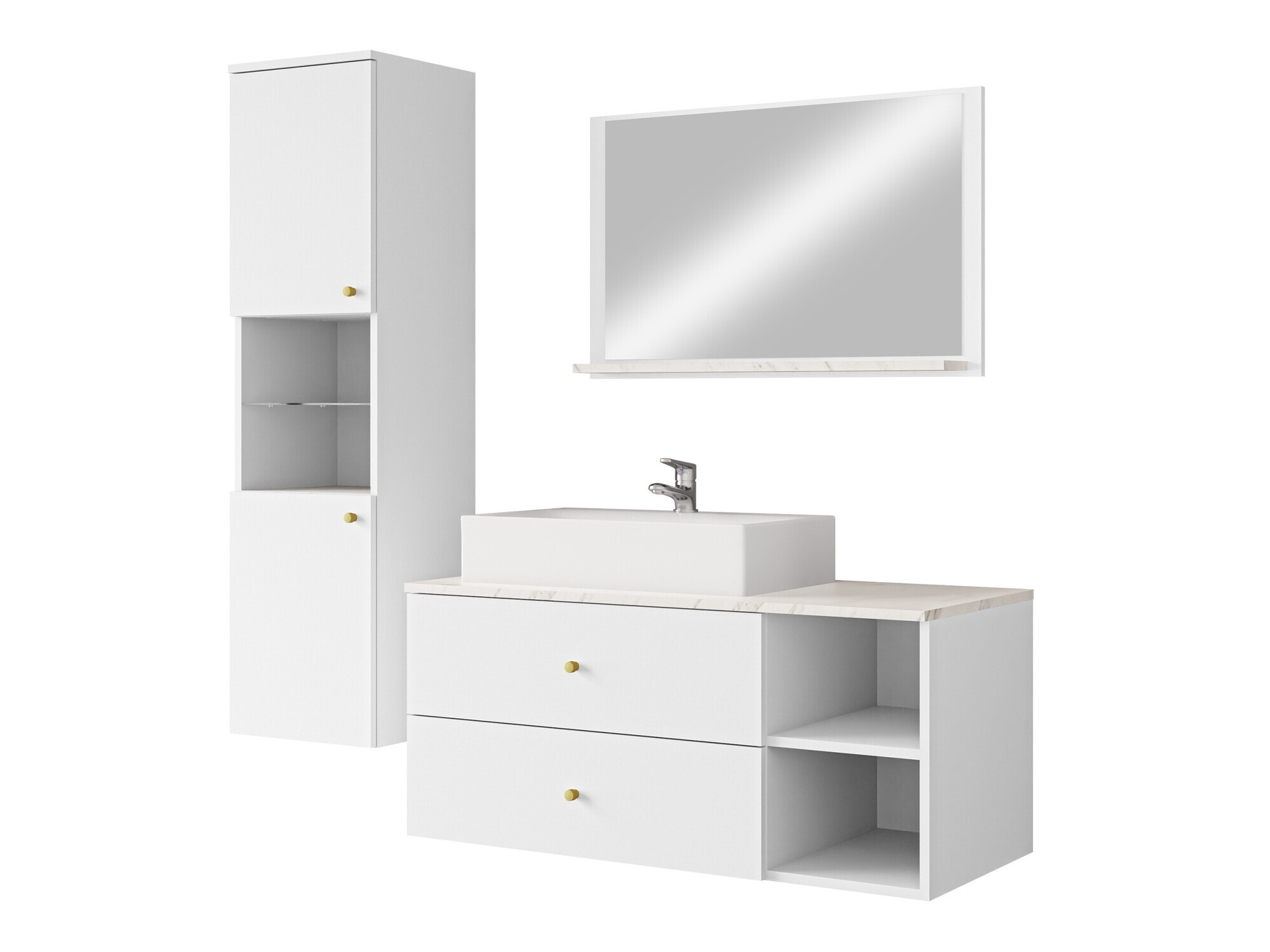 Bathroom set Salus II (White + White marble)