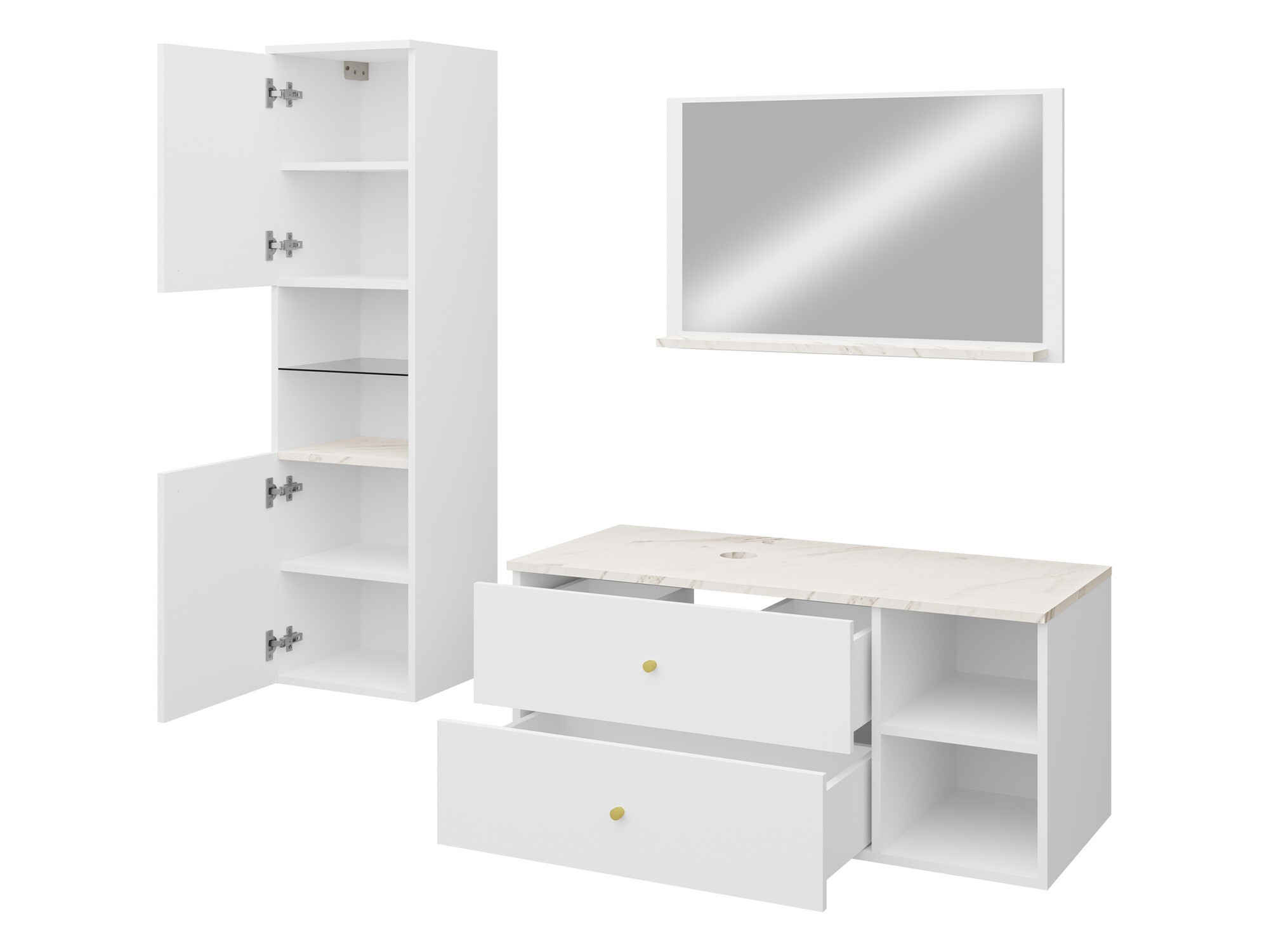 Bathroom set Salus II (White + White marble)