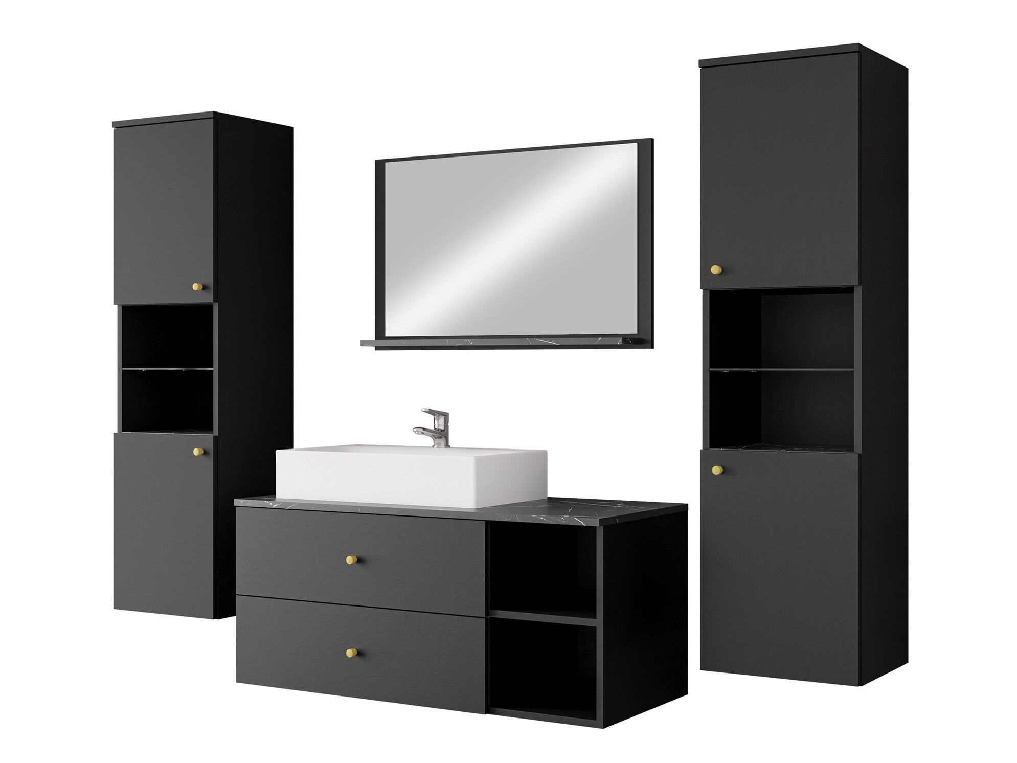 Bathroom set Salus III (Black + Black marble)