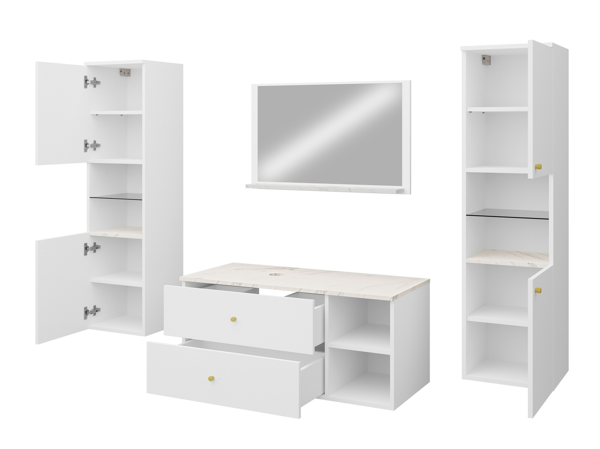 Bathroom set Salus III (White + White marble)