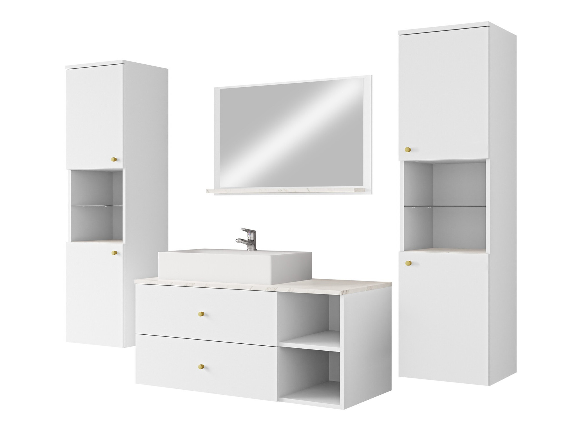 Bathroom set Salus III (White + White marble)