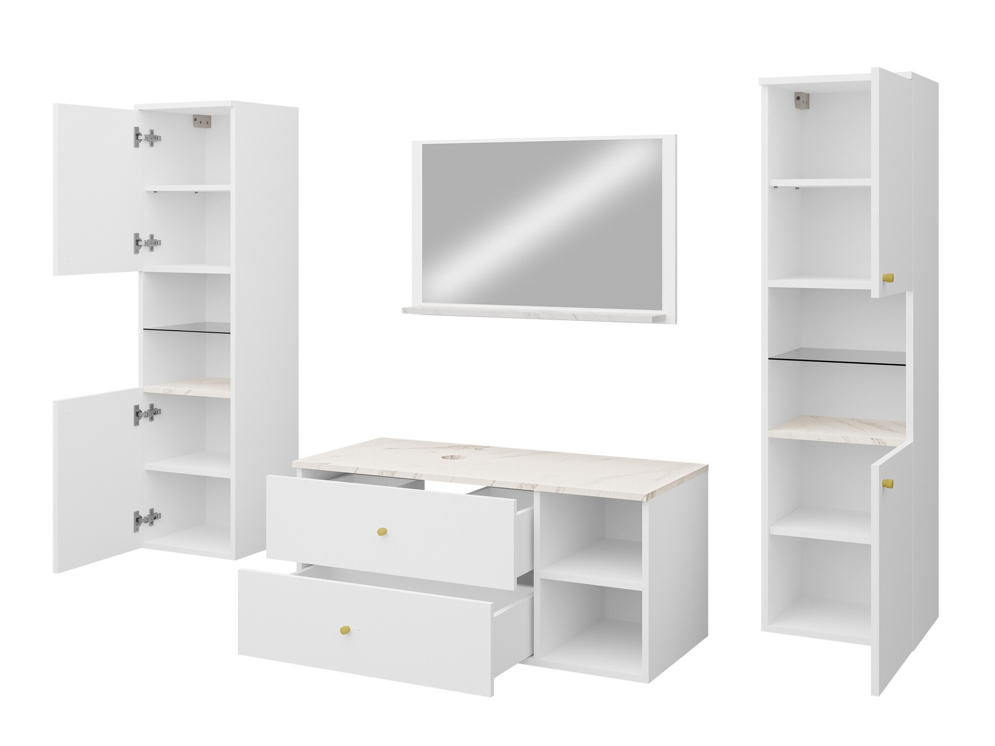 Bathroom set Salus III (White + White marble)