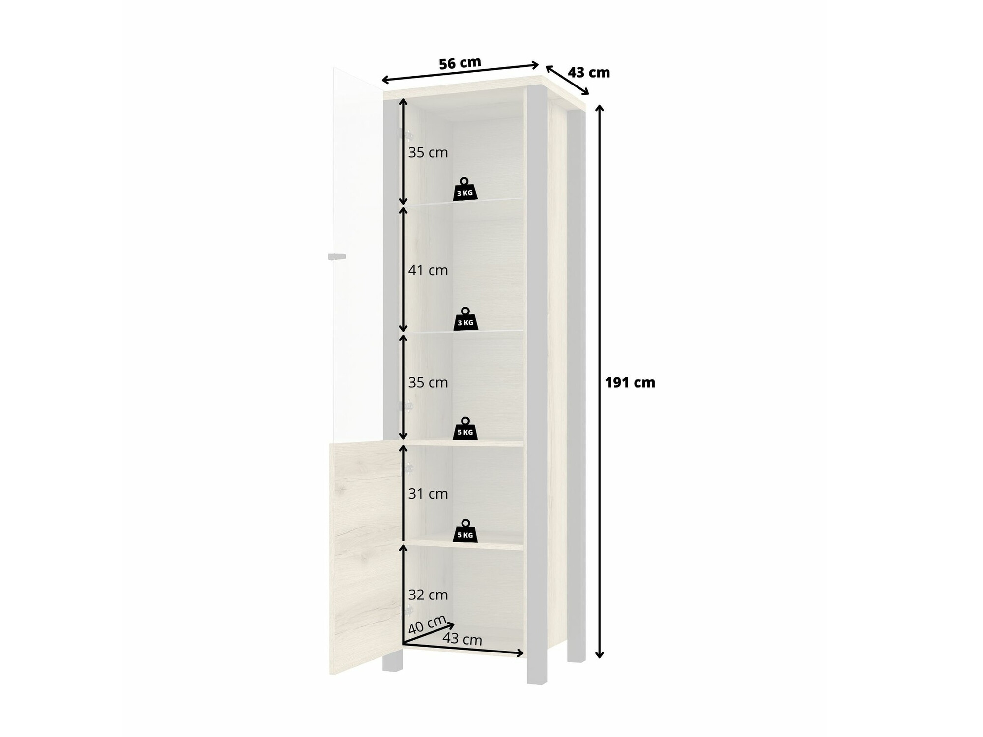 Bookcase Tornua 101 (Dark spruce + Matte black)