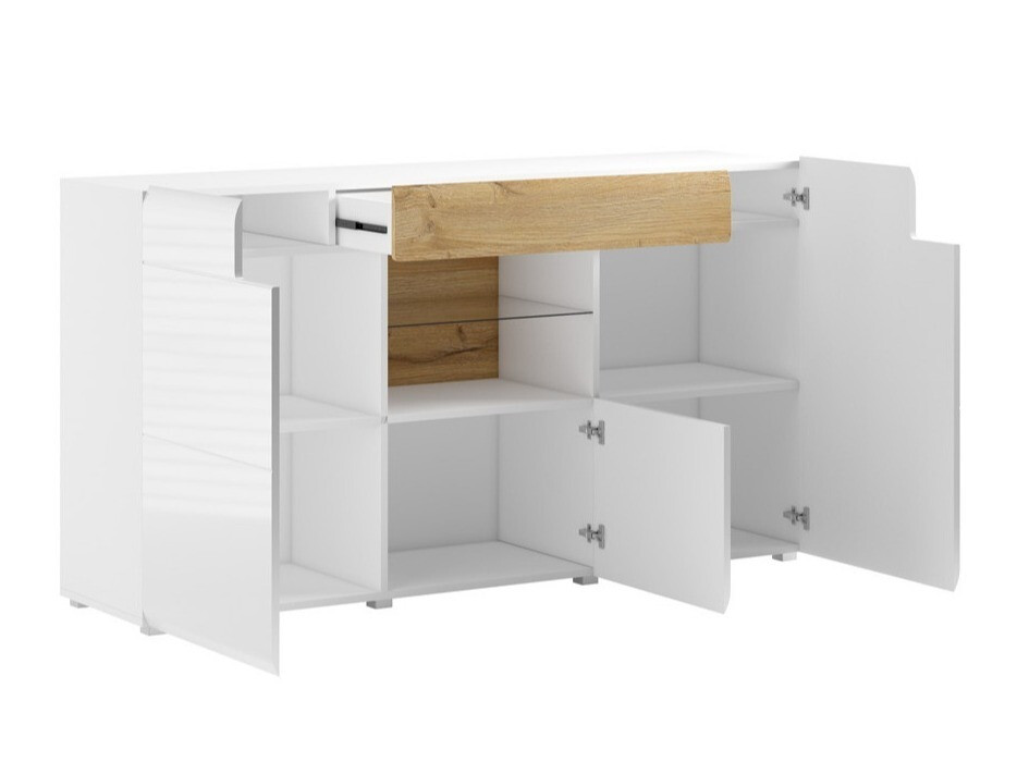 Chest of drawers Torsone 108 (White + Glossy white)