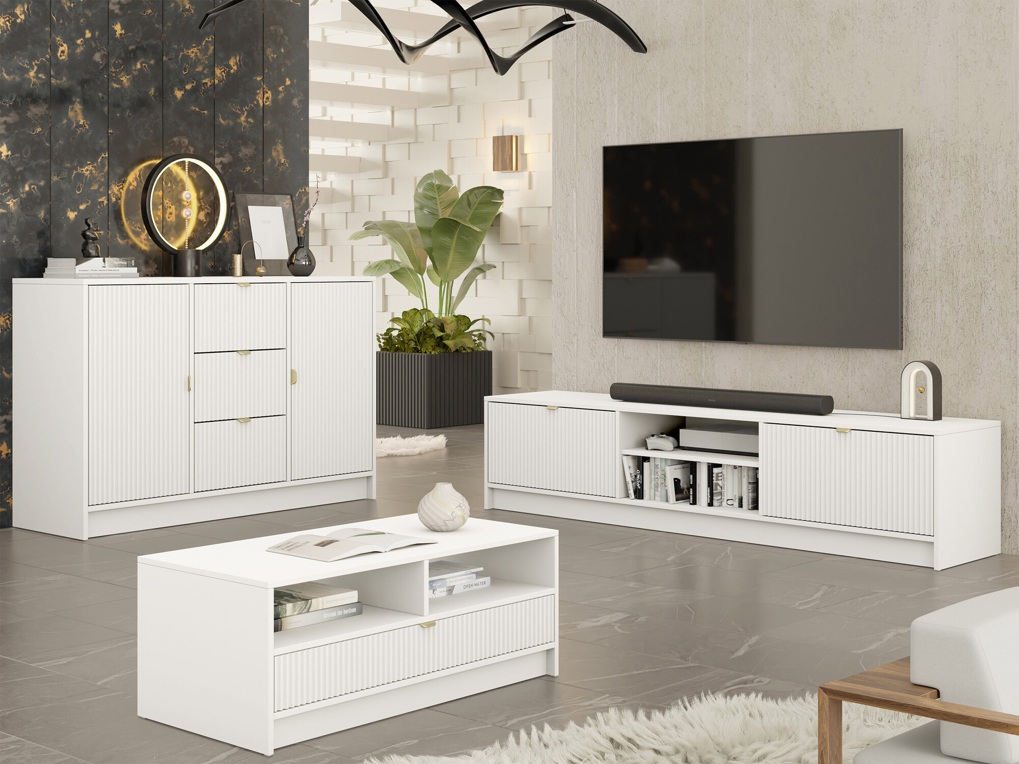 Living room set Comfivo Larmire 107 (White)