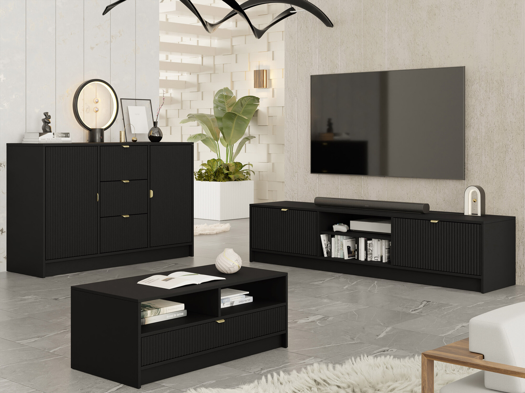 Living room set Comfivo Papilio I (Black)