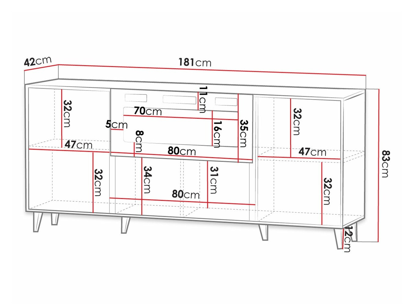 Sideboard Dicto I (Black + Golden)