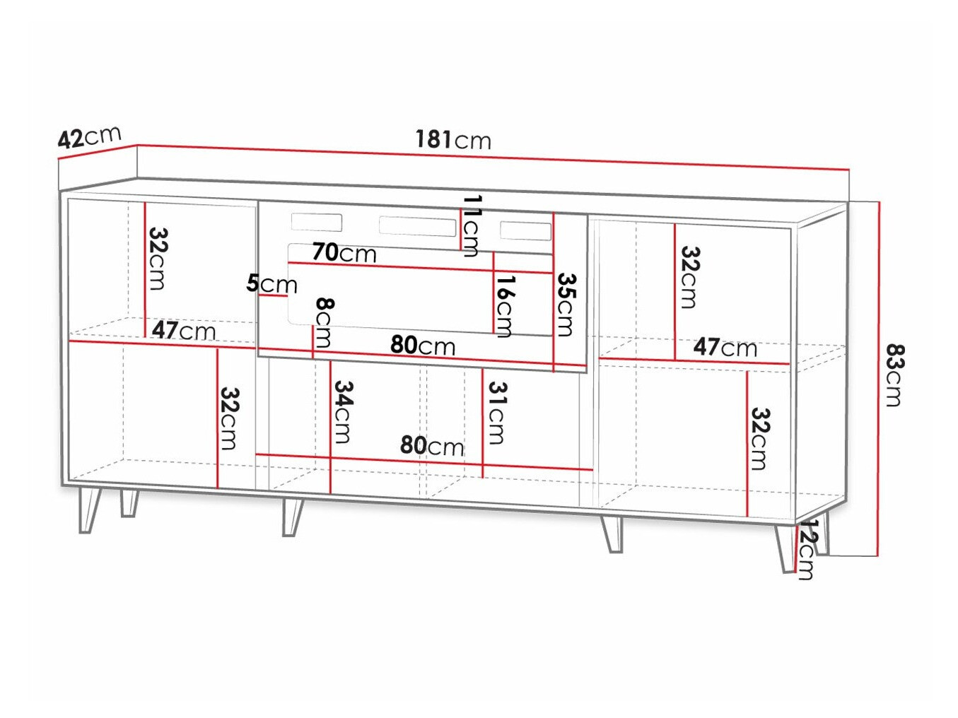 Sideboard Levmari 104 (Black + Golden)