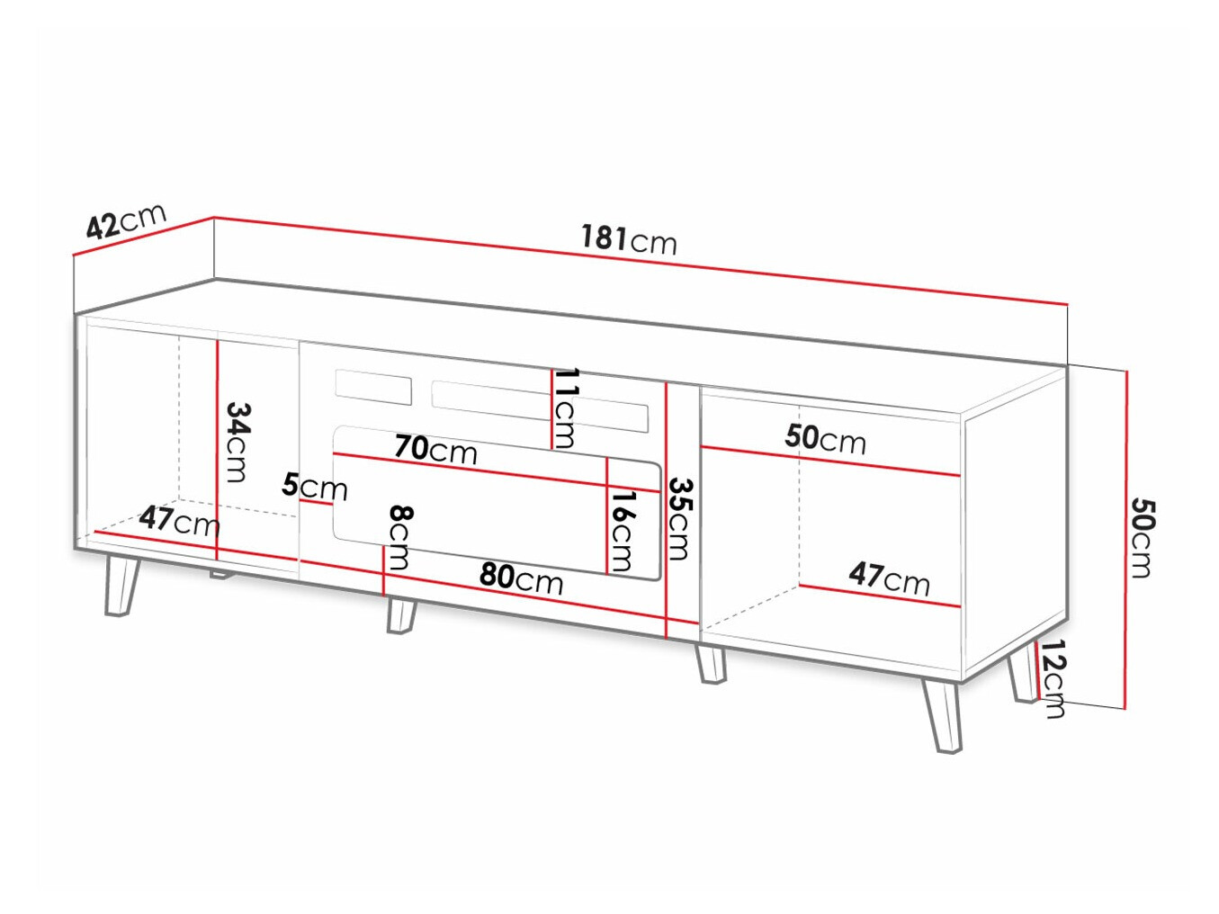 TV stand Dicto II (Black + Golden)