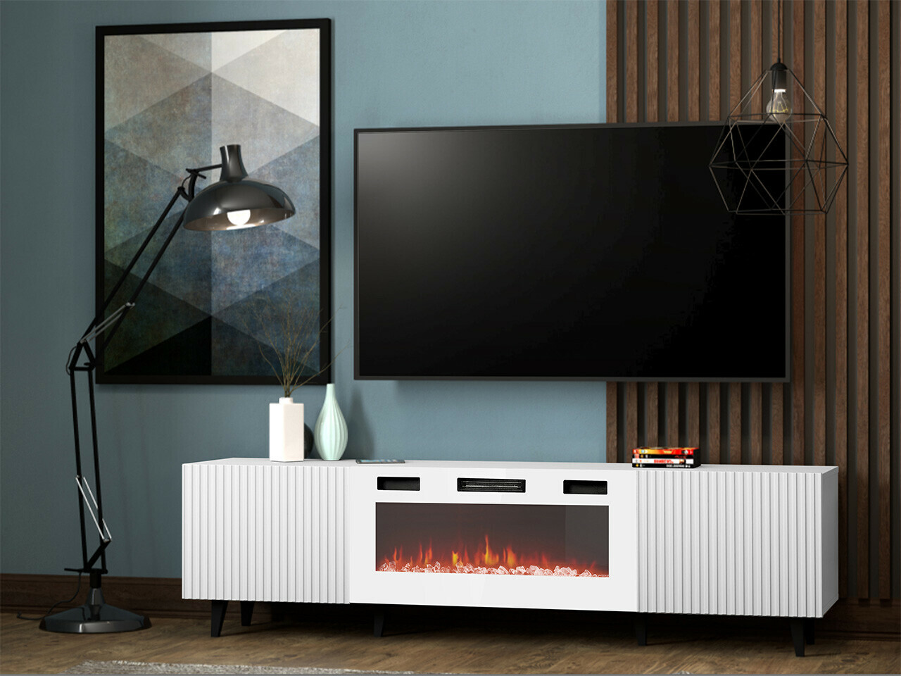 TV stand Dicto II (White + Black)