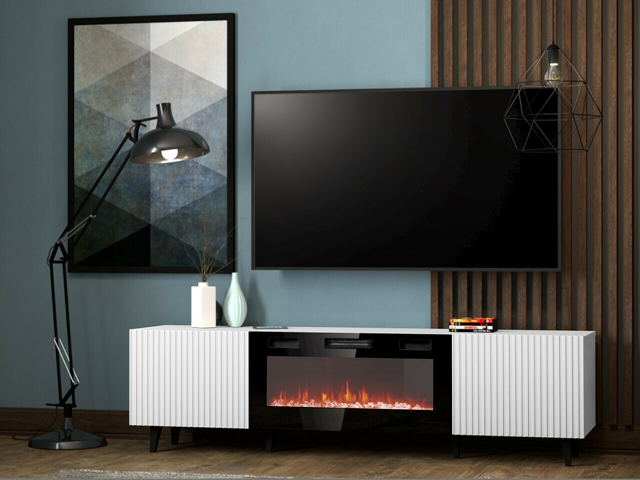 TV stand Dicto II (White + Black)