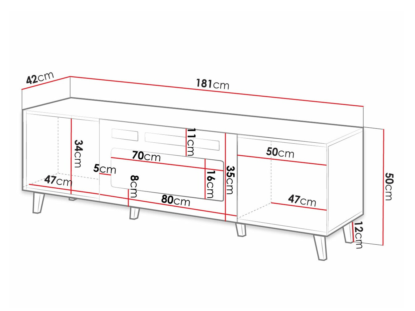 TV stand Dicto II (White + Black)