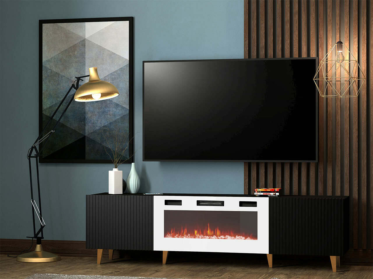 TV stand Levmari 106 (Black + Golden)
