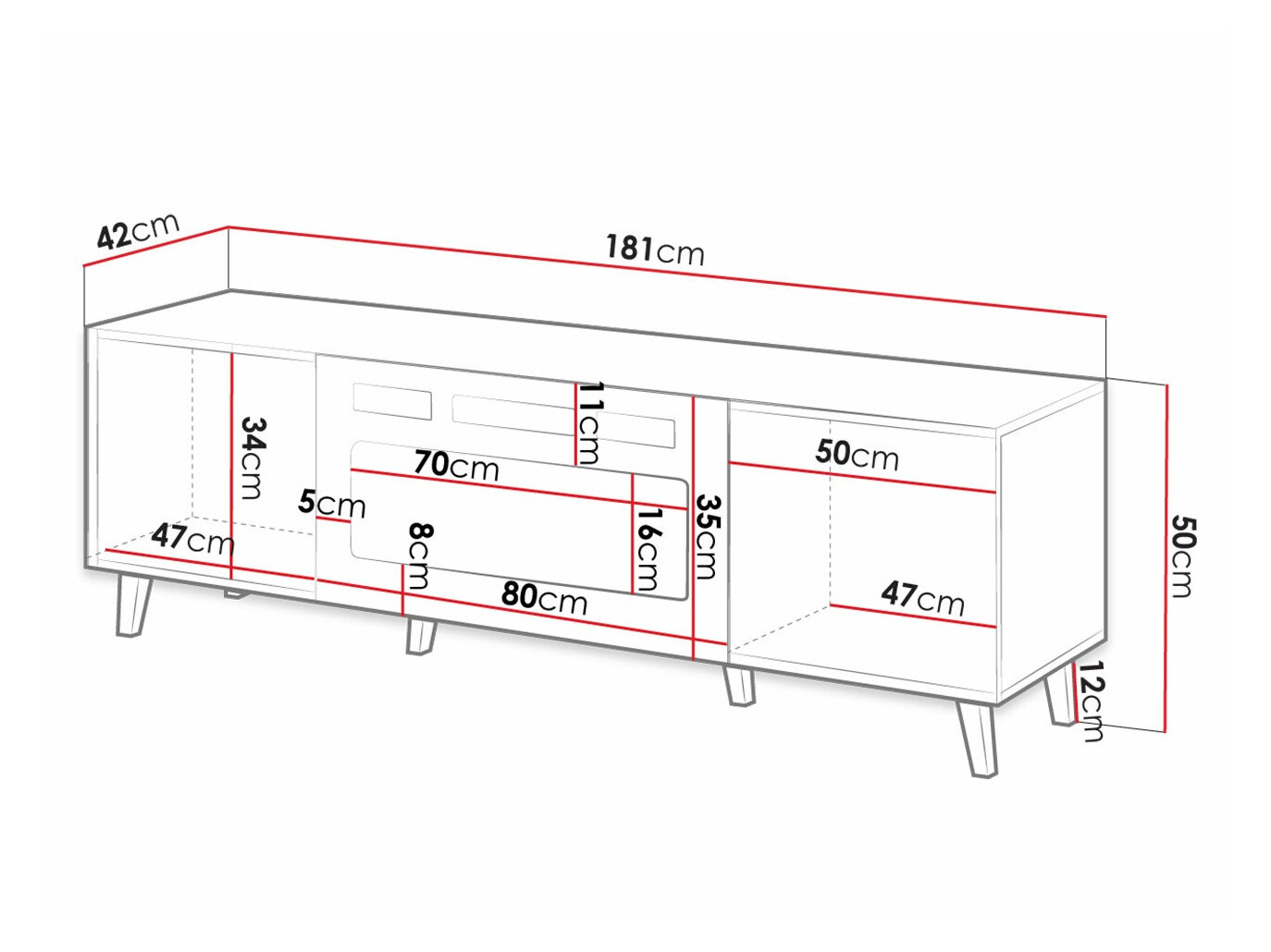 TV stand Levmari 106 (White + Black)