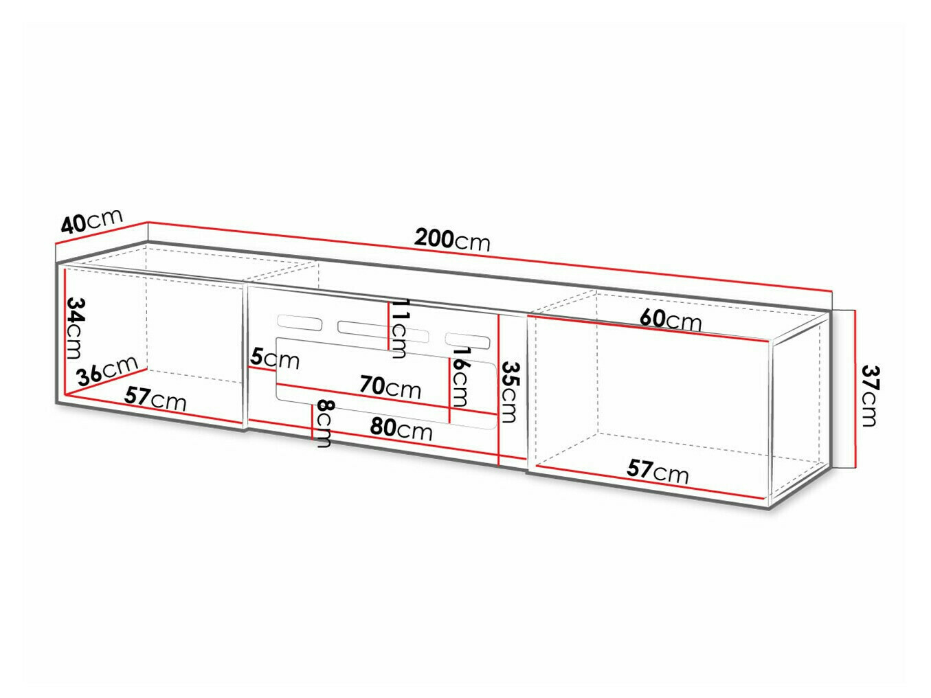 TV stand Charlotte 162 (White + Glossy white)