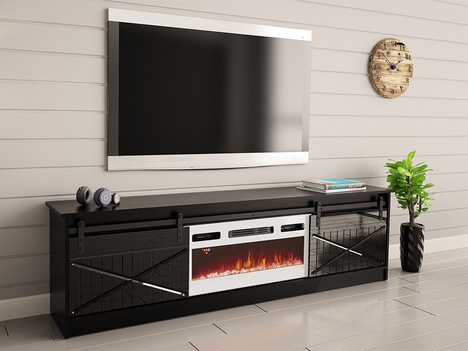 TV stand Charlotte 165 (Black + Glossy black)