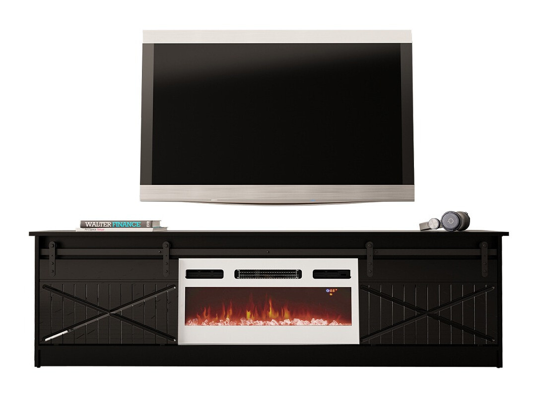TV stand Charlotte 165 (Black + Glossy black)