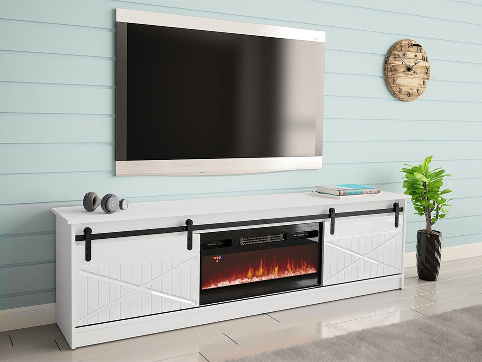 TV stand Charlotte 165 (White + Glossy white)