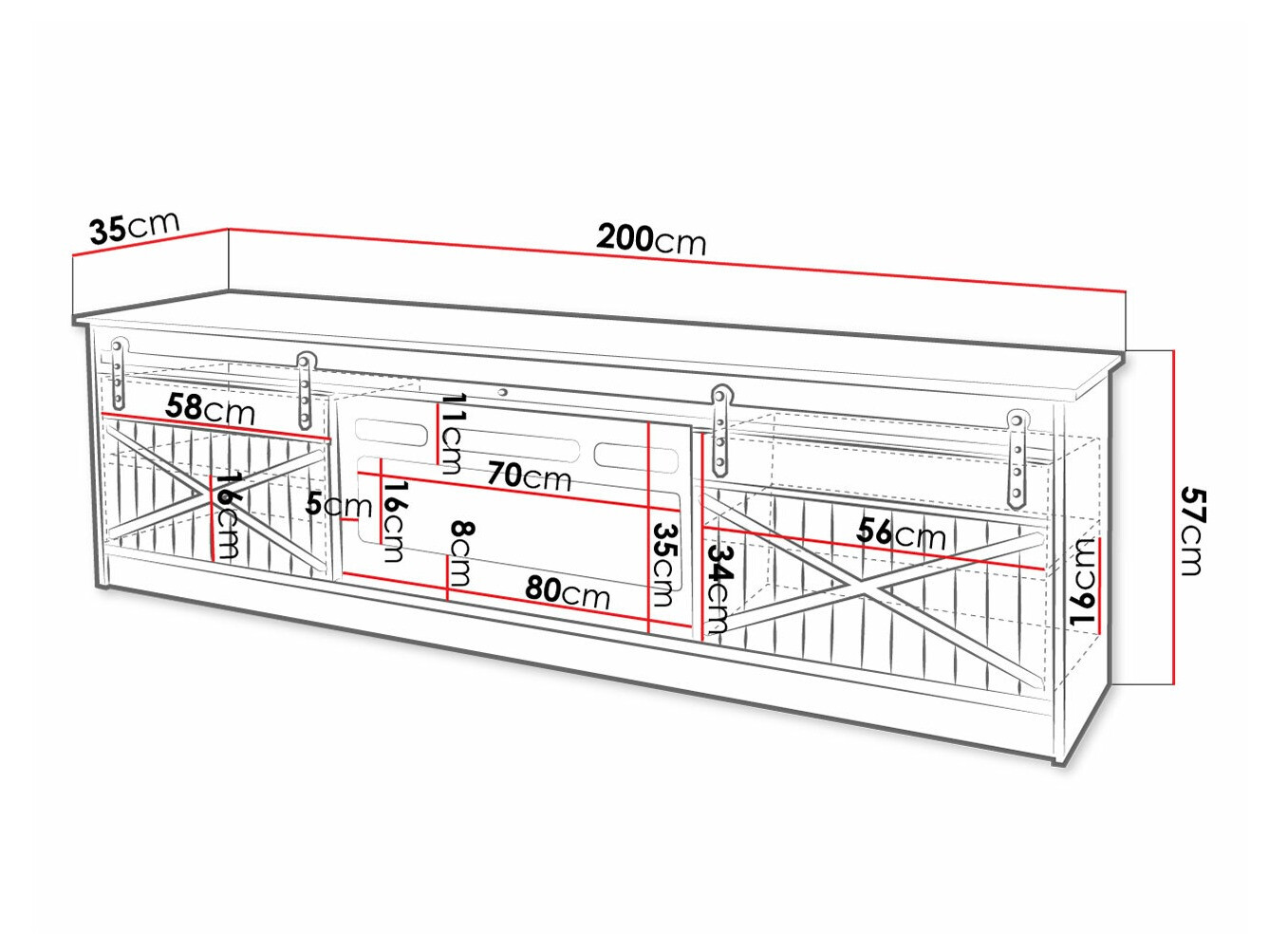 TV stand Charlotte 165 (Wotan Oak)