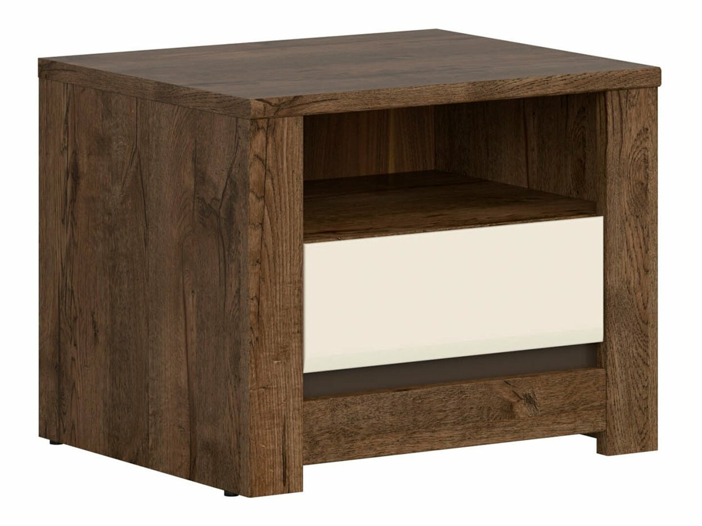 Bedside table Ophevaru 115 (Glossy cream + April oak)