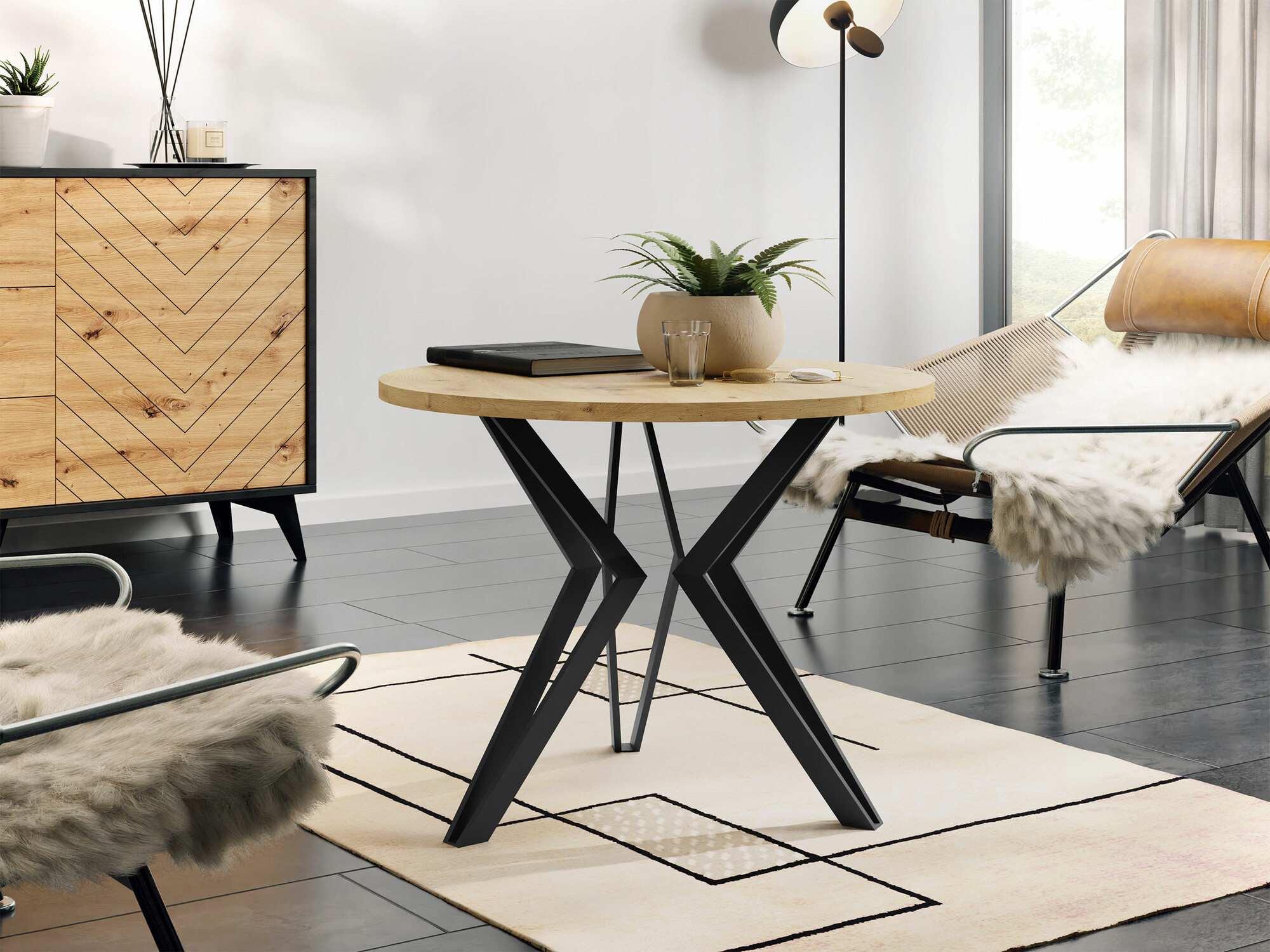 Coffee table Dearborn 105 (Artisan oak + Black)