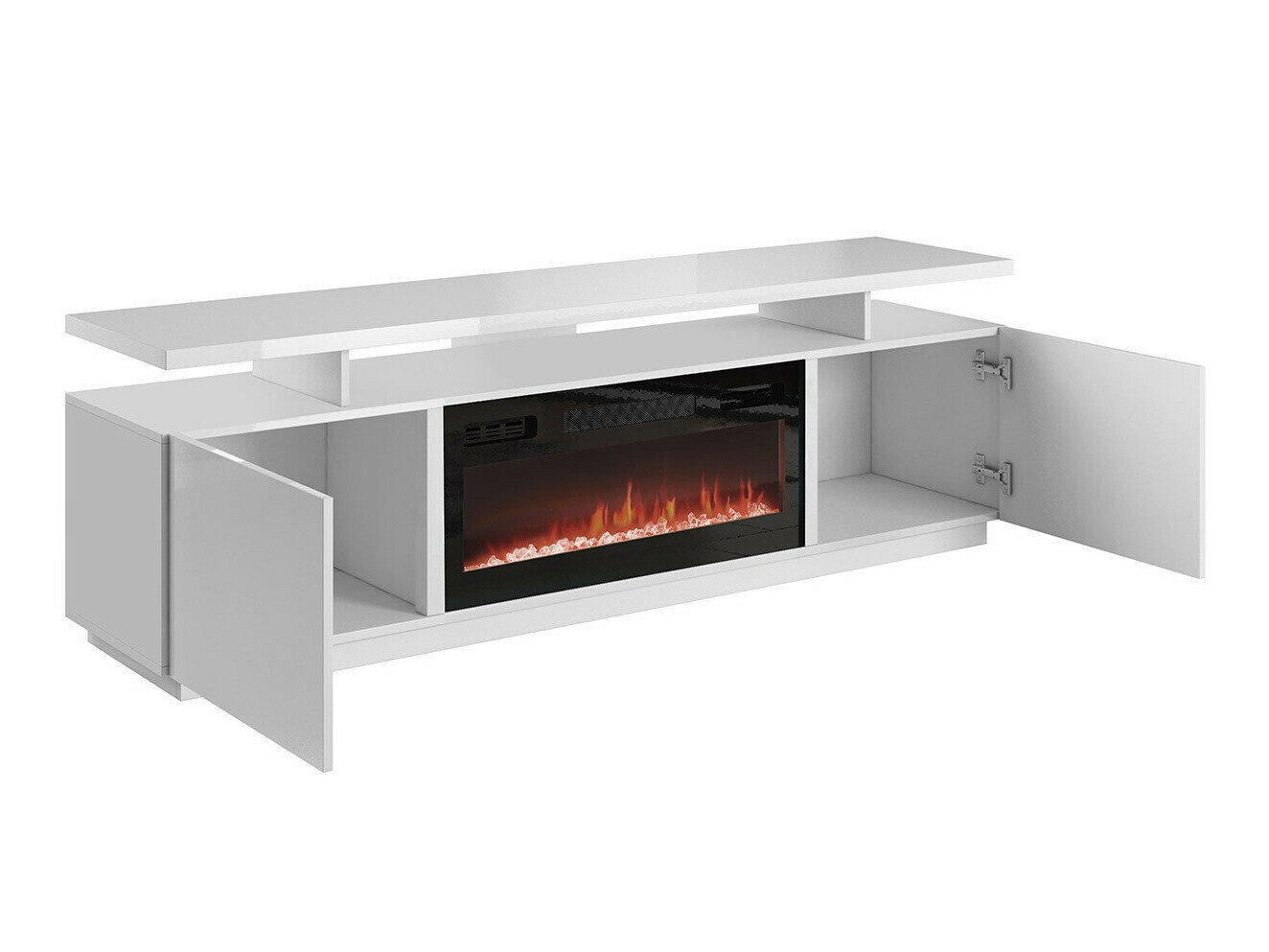 TV stand Charlotte 151 (White + Glossy white)