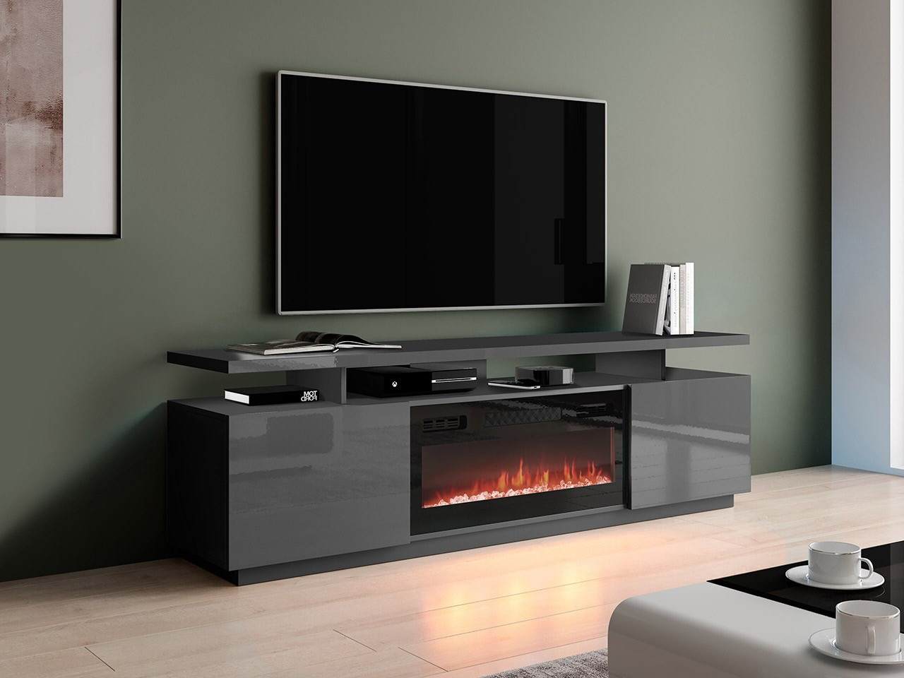 TV stand Figura I (Graphite + Glossy graphite)
