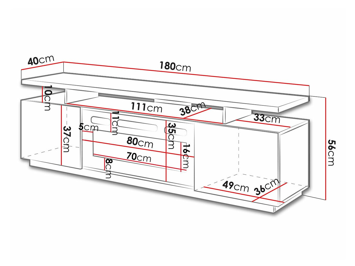 TV stand Figura I (Graphite + Glossy graphite)