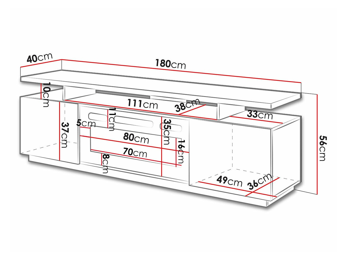 TV stand Figura I (Graphite + Glossy graphite)