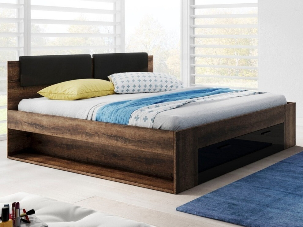 Bed Levruvu 106 (Monastery oak + Glossy black)