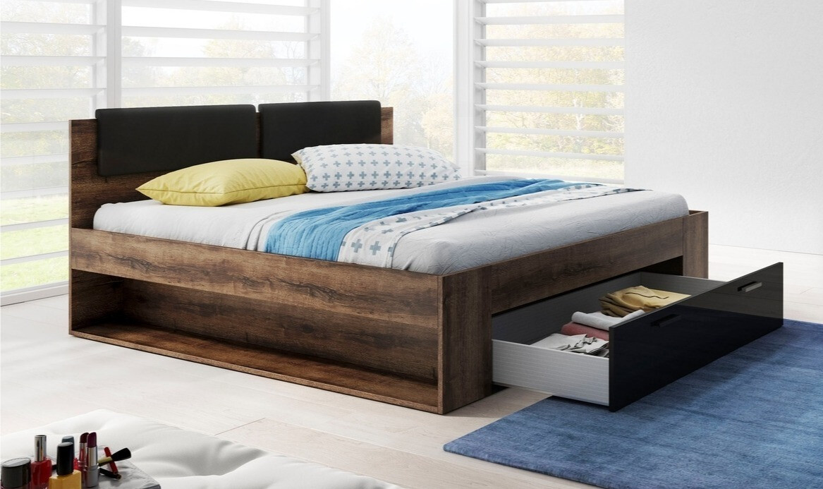 Bed Levruvu 106 (Monastery oak + Glossy black)