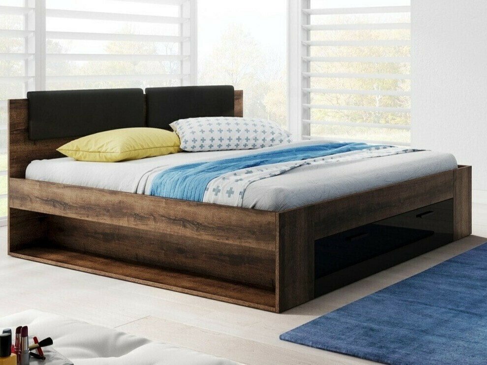 Bed Levruvu 106 (Monastery oak + Glossy black)