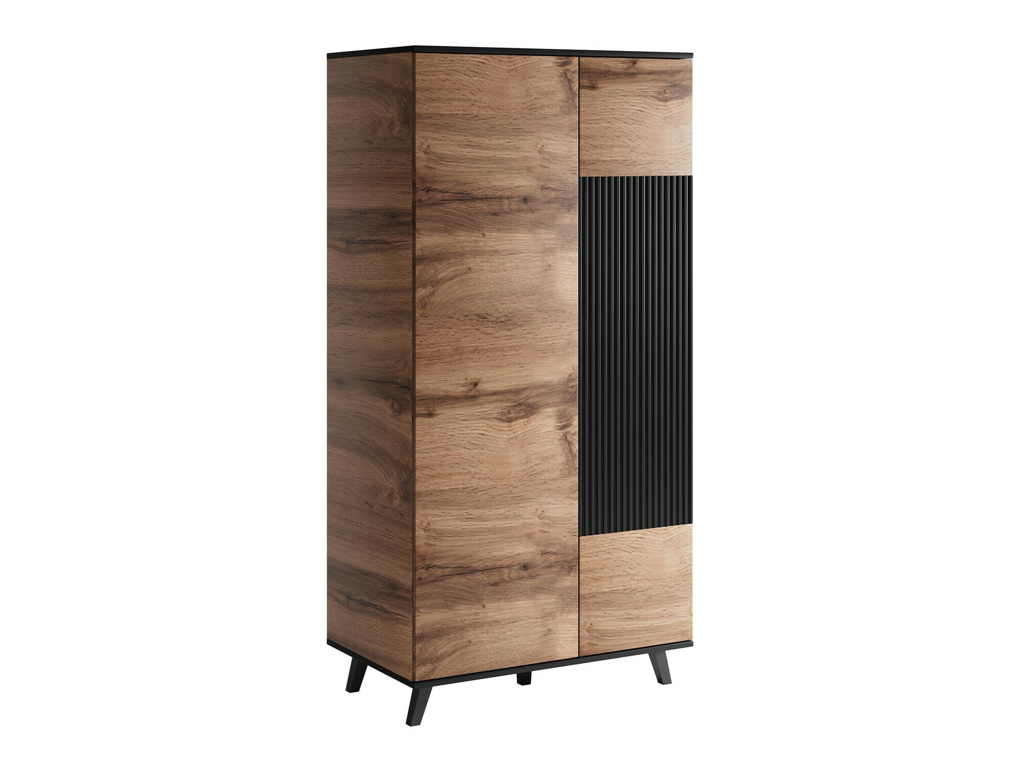 Wardrobe Luelia 113 (Black + Wotan Oak)