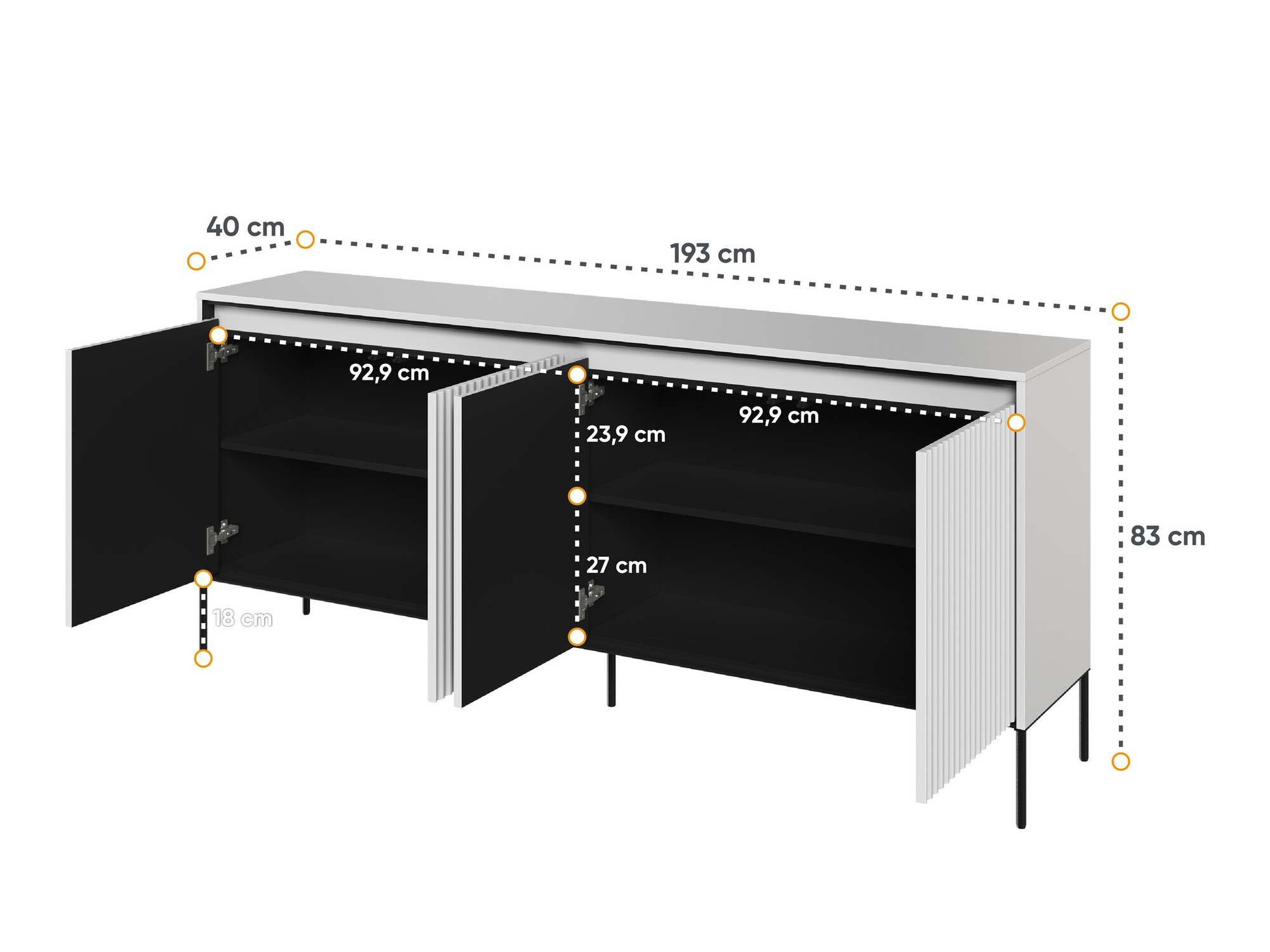Sideboard Fernolu 103 (White + Black)